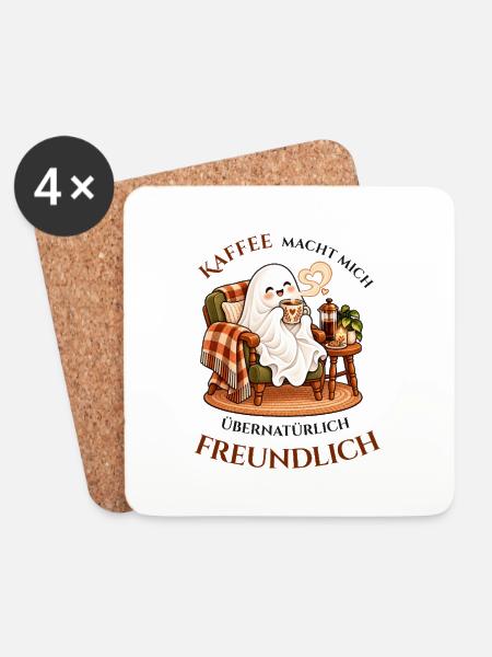 Kaffeegeist in bester Laune - Untersetzer (4er-Set) - Weiß