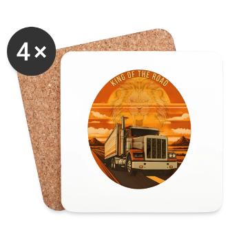 King Of The Road Lion Trucker Emblem - Untersetzer (4er-Set) - Weiß - Vorne