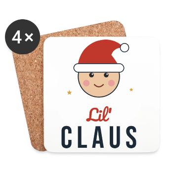 Lil' Claus – Passende Familienkinder zu Weihnachten - Untersetzer (4er-Set) - Weiß - Vorne