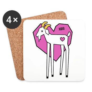 XOXO Ziege Herz | Edgy Pop Art GOAT Liebe - Untersetzer (4er-Set) - Weiß - Vorne