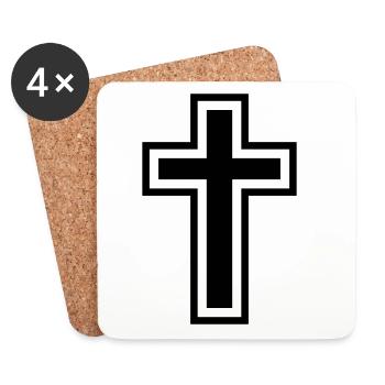 Christliches Kreuz - Untersetzer (4er-Set) - Weiß - Vorne