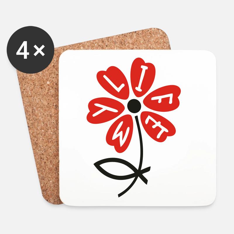 Kirche, mylife, Christliches Symbol - Untersetzer (4er-Set) - Weiß