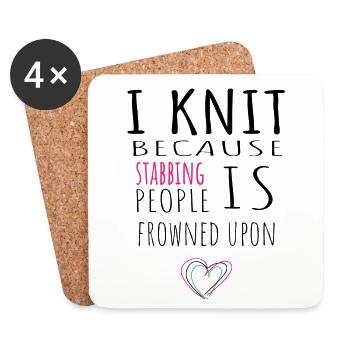 I knit because... - Untersetzer (4er-Set) - Weiß - Vorne