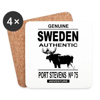 Sweden - Moose - Schweden - Elch - Untersetzer (4er-Set) - Weiß - Vorne