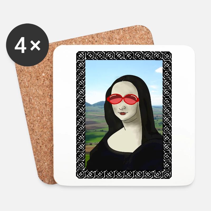 Mona Lisa mit Sonnenbrille - Untersetzer (4er-Set) - Weiß