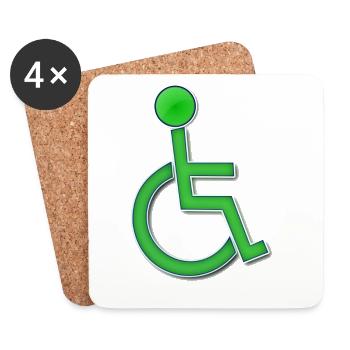 Symbole du fauteuil roulant vert # - Dessous de verre (lot de 4) - blanc - Devant