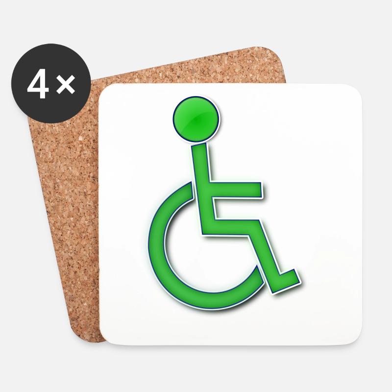 Grünes Rollstuhl-Symbol # - Untersetzer (4er-Set) - Weiß