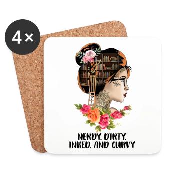 Nerdy Dirty Inked And Curvy - Coasters (set of 4) - white - Front
