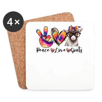 Peace Love Goats - Coasters (set of 4) - white - Front