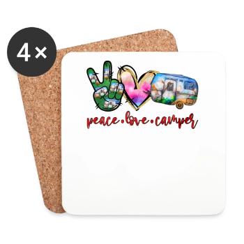 Peace Love Camper - Coasters (set of 4) - white - Front