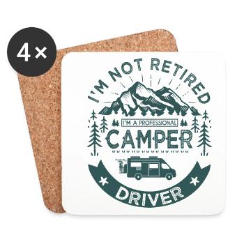 I am not retired camper driver papy Camping car - Dessous de verre (lot de 4) - blanc - Devant