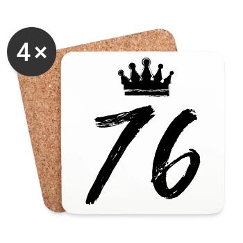 76 Zahl Krone - Untersetzer (4er-Set) - Weiß - Vorne
