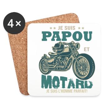 motard parfait papou parfait papa grand-père - Dessous de verre (lot de 4) - blanc - Devant
