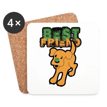 Meilleur ami CHIEN - Dessous de verre (lot de 4) - blanc - Devant