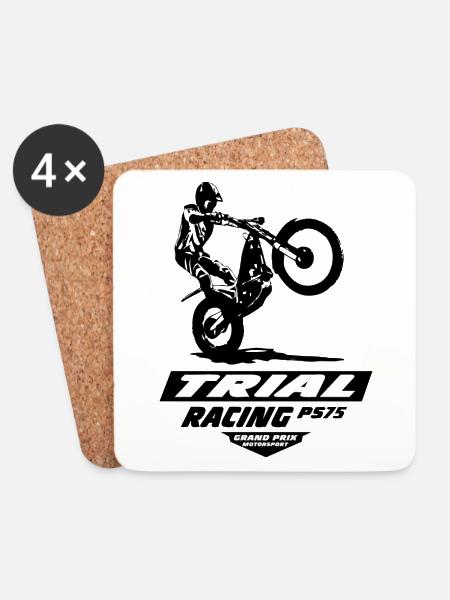 Trial - Trialsport - Moto Trial - Motorcycle Trial - Untersetzer (4er-Set) - Weiß