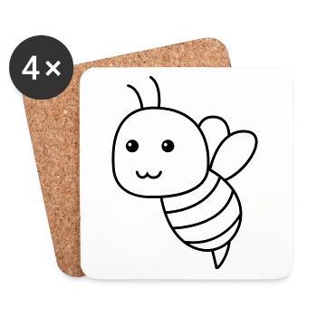 Abeille Bande dessinée Animal - Dessous de verre (lot de 4) - blanc - Devant
