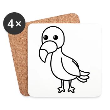 Tukan Comic Tier - Untersetzer (4er-Set) - Weiß - Vorne