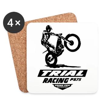 Trial - Trialsport - Moto Trial - Motorcycle Trial - Dessous de verre (lot de 4) - blanc - Devant