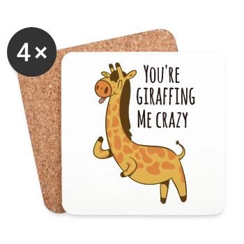Verrückte Giraffe, You’re giraffing me crazy - Untersetzer (4er-Set) - Weiß - Vorne