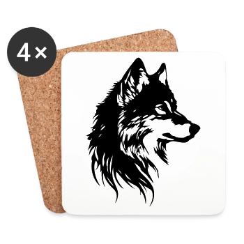 Wolf Kopf Tier - Untersetzer (4er-Set) - Weiß - Vorne