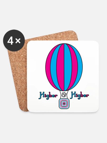 Heißluftballon Higher - Untersetzer (4er-Set) - Weiß