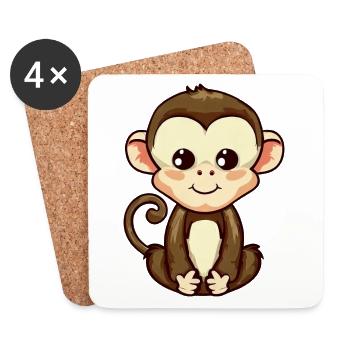 Monkey sitting, meditating and relaxing - Coasters (set of 4) - white - Front