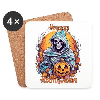 Creepy Halloween Grim Reaper Pumpkin - Coasters (set of 4) - white - Front