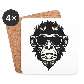 Cooler Affe mit Sonnenbrille - Rock and Roll - Untersetzer (4er-Set) - Weiß - Vorne