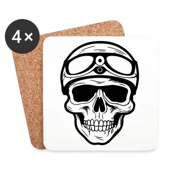 Biker Totenkopf - Untersetzer (4er-Set) - Weiß - Vorne