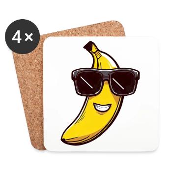 Cool banana with sunglasses - Funny design - Coasters (set of 4) - white - Front