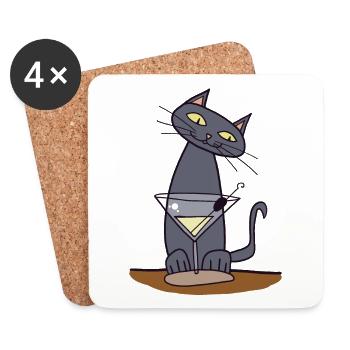 Cat with martini - Coasters (set of 4) - white - Front