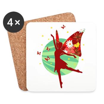 Butterfly fairy - Coasters (set of 4) - white - Front