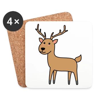 Deer Comic Animal - Coasters (set of 4) - white - Front