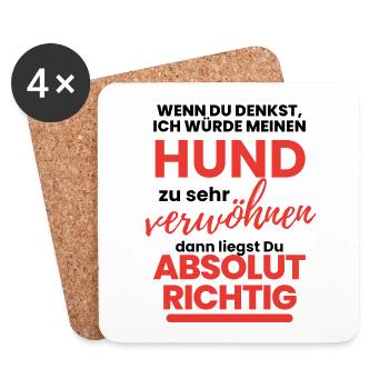 HUND verwöhnen ... Hund Hunde - Untersetzer (4er-Set) - Weiß - Vorne