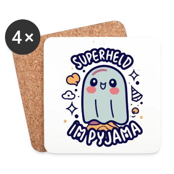 Cute Gift - Superhero in Pajamas - Coasters (set of 4) - white - Front