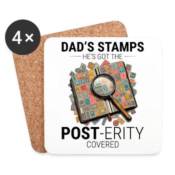 Vintage Postage Stamp Collector Dad Philatelist - Coasters (set of 4) - white - Front