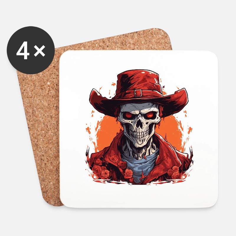 Skullhead 1 - Untersetzer (4er-Set) - Weiß