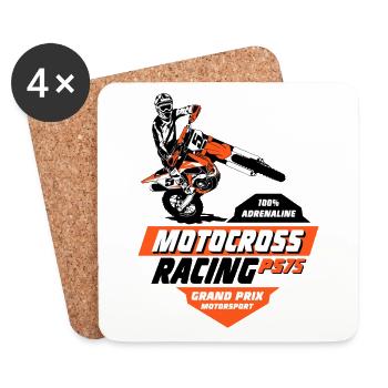 Moto Cross - Motocross - Supercross - Untersetzer (4er-Set) - Weiß - Vorne