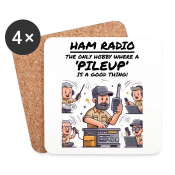 Ham Radio Operator Playful Cartoon Funny Hobby - Coasters (set of 4) - white - Front
