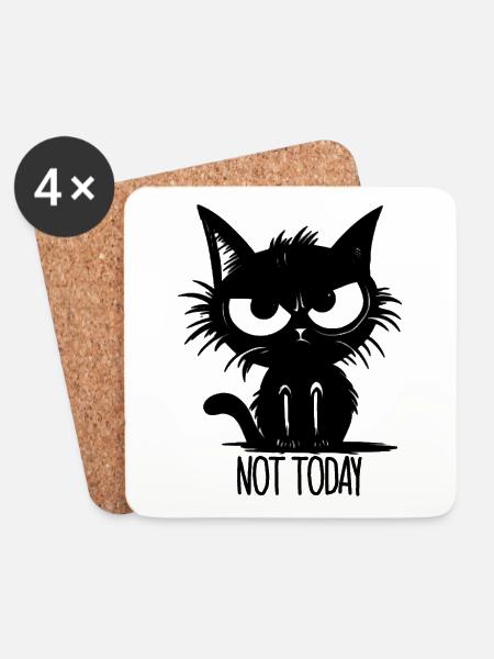 Not Today Katze Geschenkidee - Untersetzer (4er-Set) - Weiß