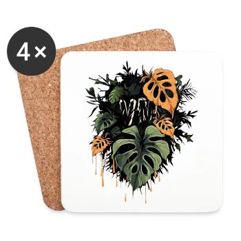 Dripping Monstera Leaves - by variegated.mind - Untersetzer (4er-Set) - Weiß - Vorne