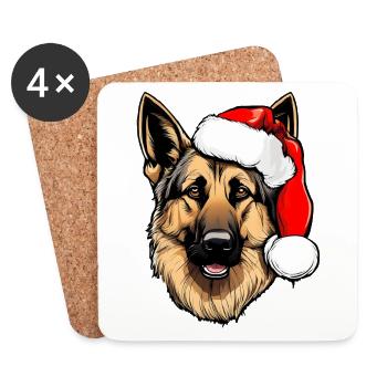 German Shepherd Beanie Christmas - Coasters (set of 4) - white - Front