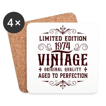 Limited Edition 1974 Vintage Birthday Greeting - Coasters (set of 4) - white - Front