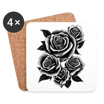 Roses Rose Bouquet Blossoms Rose Blossom Bouquet - Coasters (set of 4) - white - Front