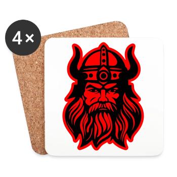 Wikinger Kopf Krieger Valhalla Odin - Untersetzer (4er-Set) - Weiß - Vorne