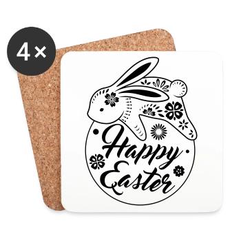 Happy Easter - chilling Easter Bunny - Coasters (set of 4) - white - Front