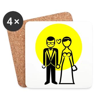 Wedding couple, married couple, bride, groom - Coasters (set of 4) - white - Front