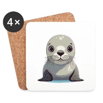 Sceau mignon - Dessous de verre (lot de 4) - blanc - Devant
