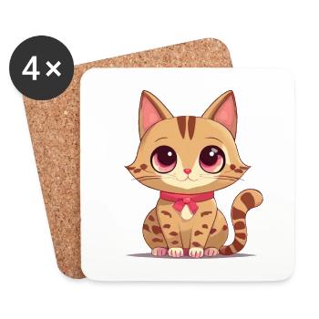 Cute Cat - Coasters (set of 4) - white - Front