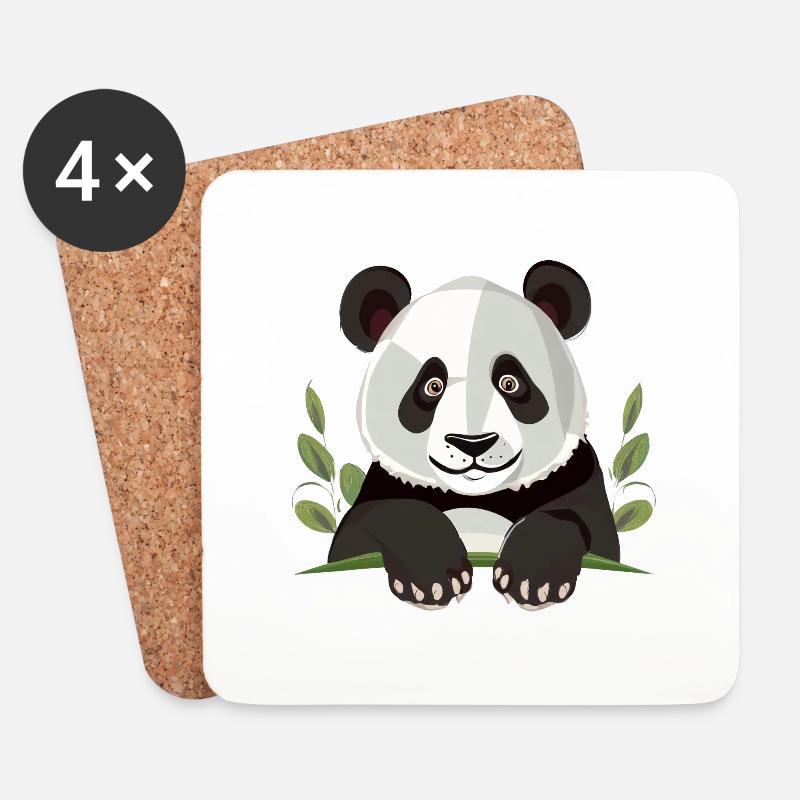 Großer Panda - Untersetzer (4er-Set) - Weiß